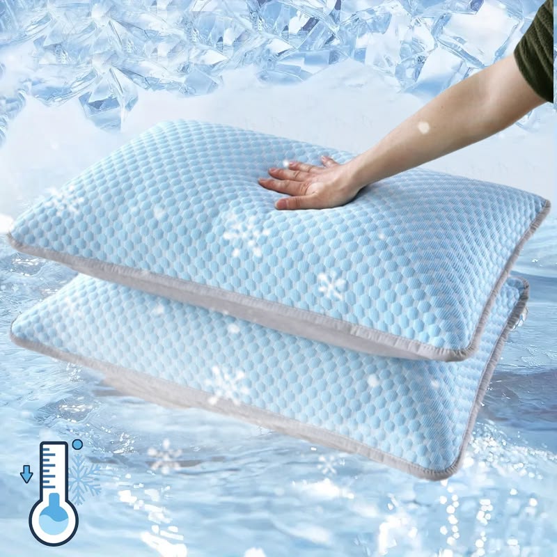 Ice-Silk Cooling Pillowcase with Massage Bumps